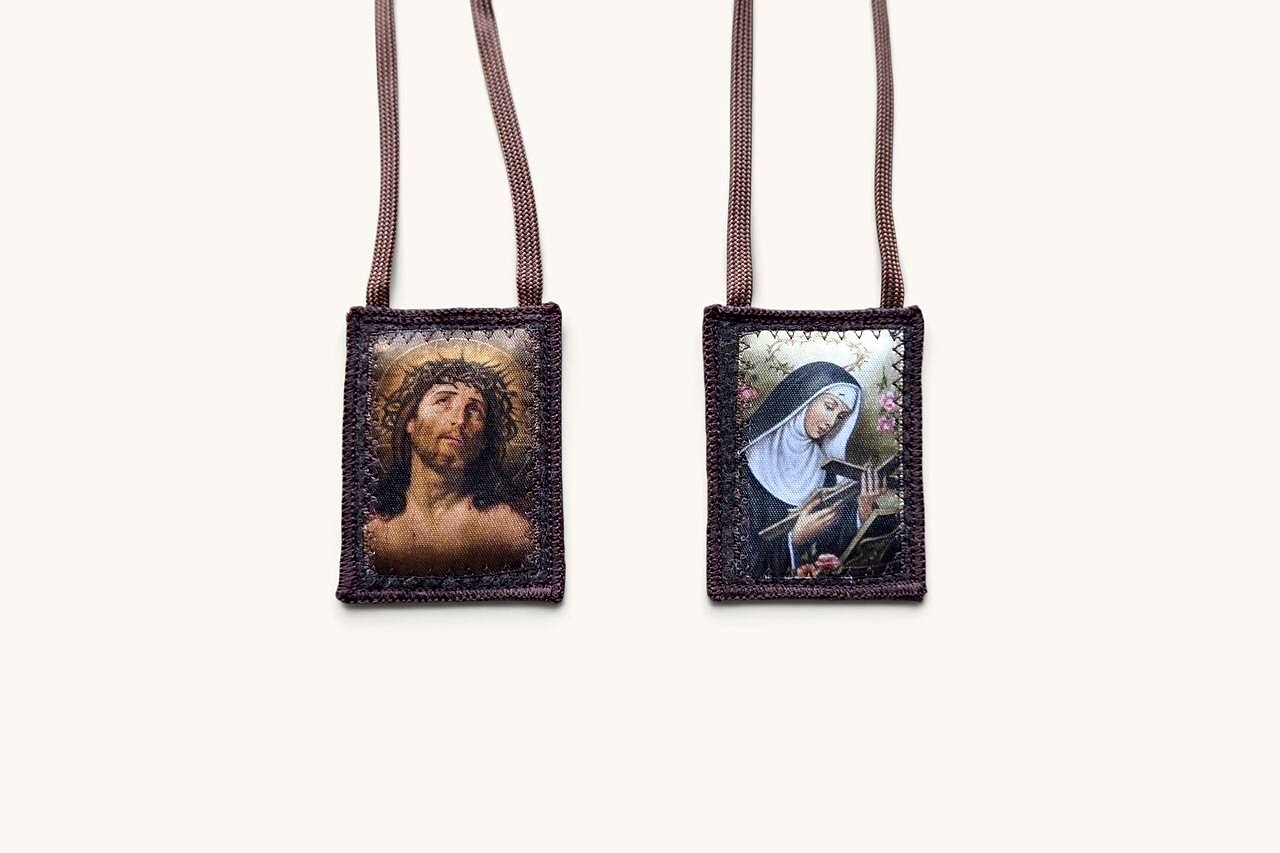 Brown Scapular of Our Lord Crowned with Thorns and Saint Rita of Cascia
