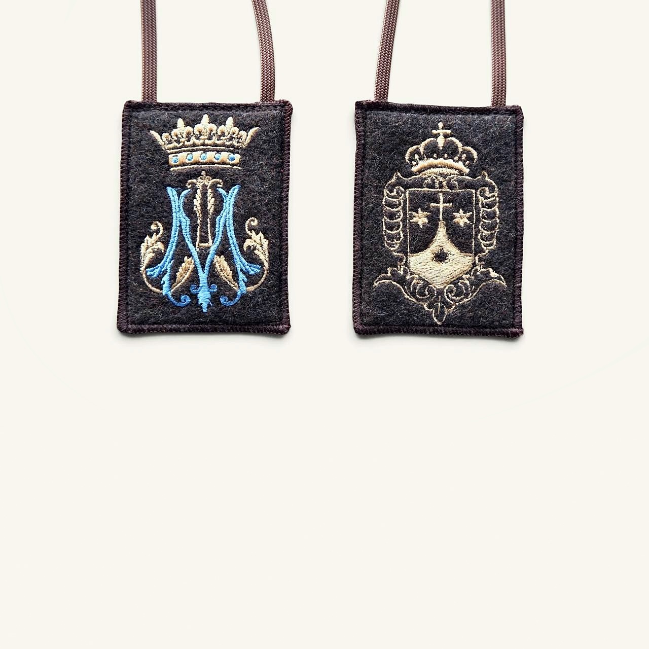 Brown Scapular of Our Lady of Mount Carmel – Carmelite & Crowned Marian Design (Large)